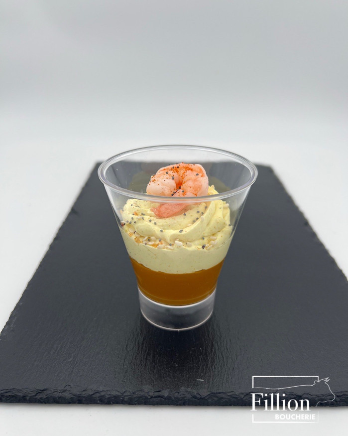 Verrine gambas mangue curry